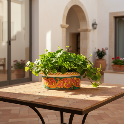 Sottovaso balconiera in maiolica di Caltagirone 
