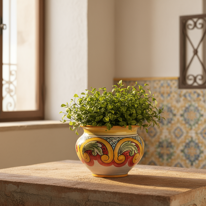 Portapiante maiolica decorata in Sicilia 