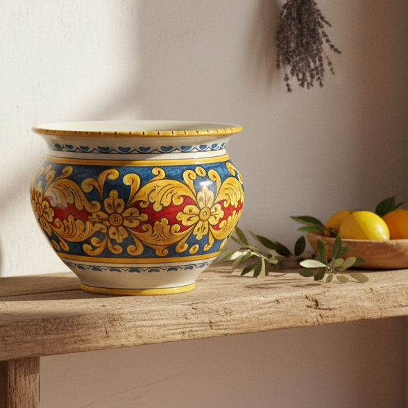 Sottovaso in ceramica per interni di Caltagirone 