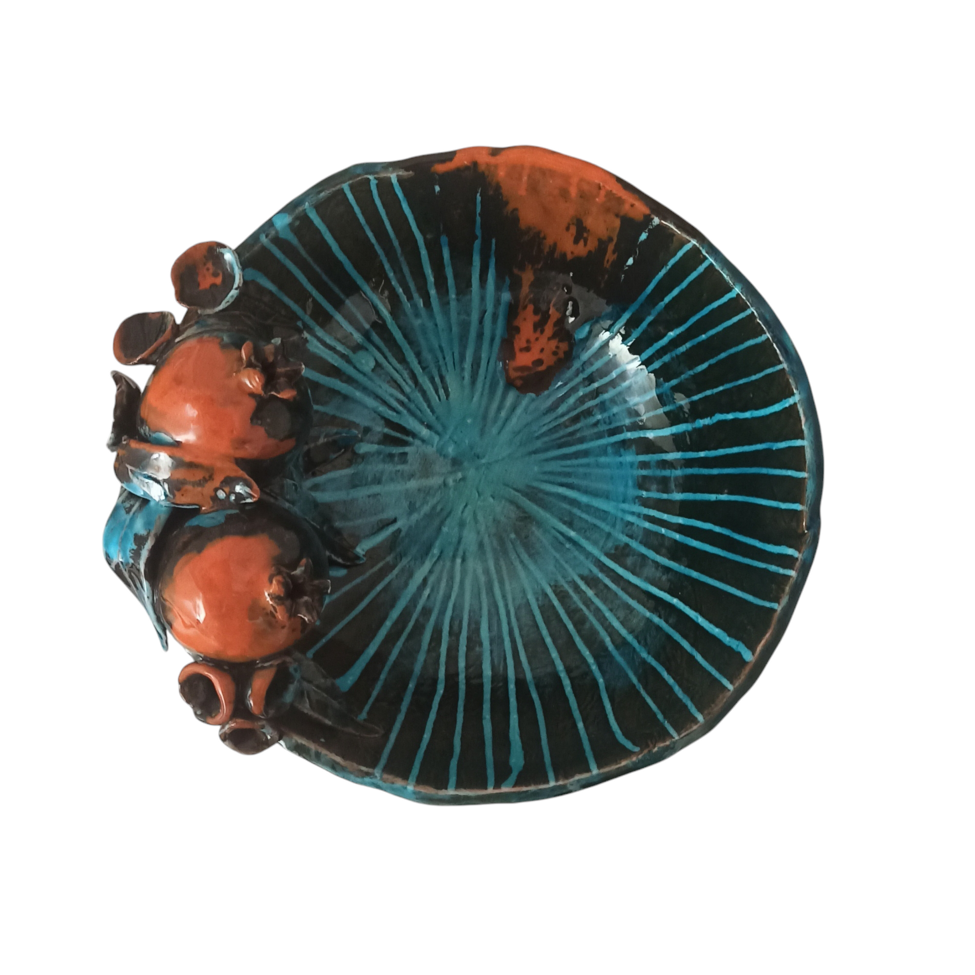 centrotavola blu artigianale in ceramica siciliana