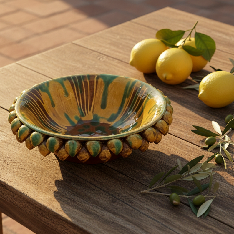 Porta caramelle da tavolo in maiolica