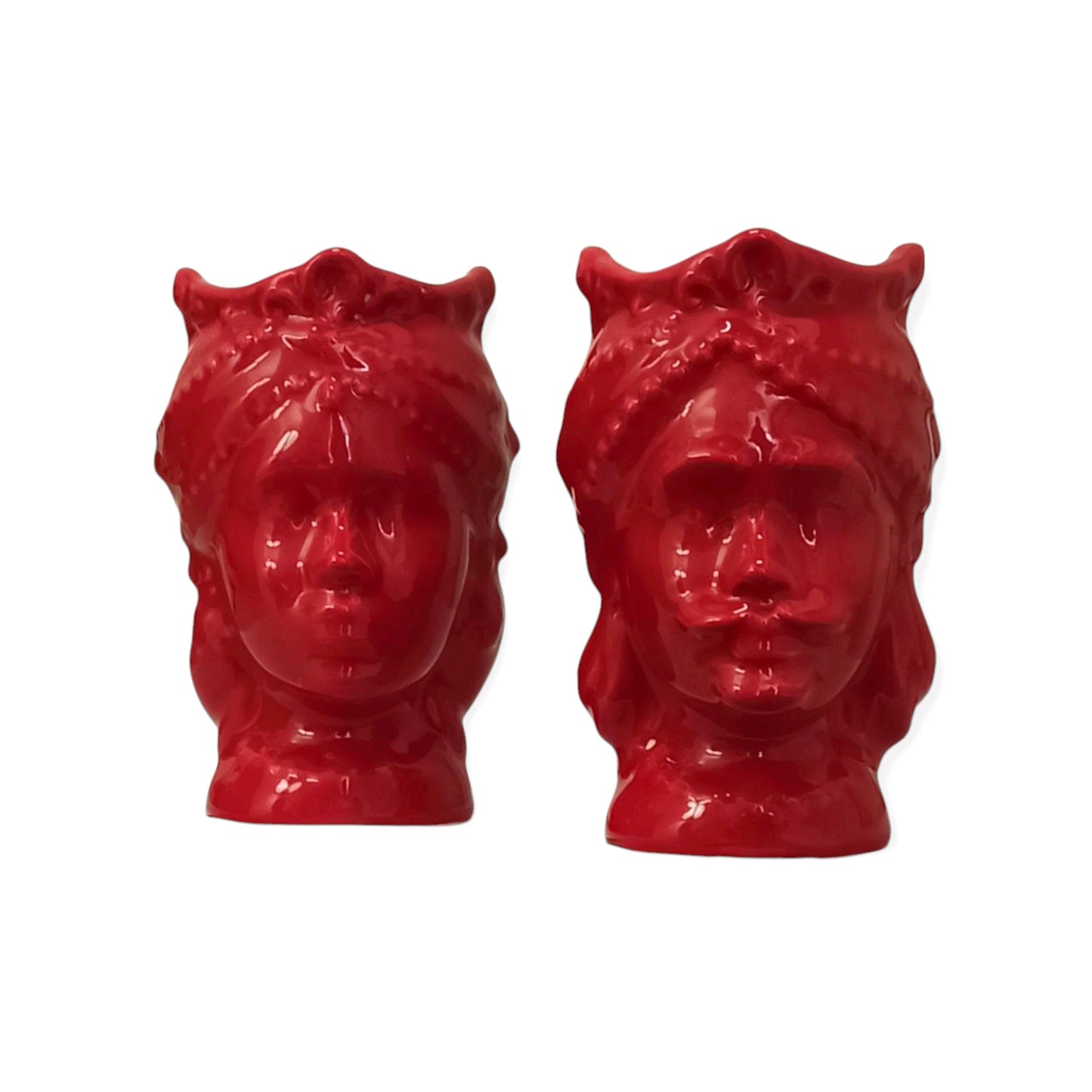 TESTE DI MORO IN CERAMICA DI cALTAGIRONE ROSSE PER BOMBONIERA DI MATRIMONIO