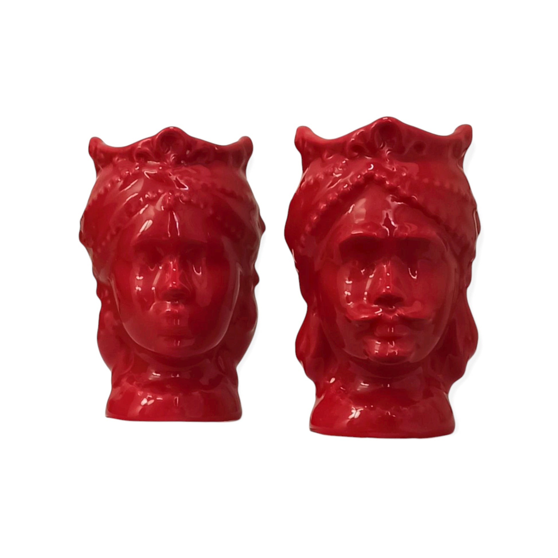 TESTE DI MORO IN CERAMICA DI cALTAGIRONE ROSSE PER BOMBONIERA DI MATRIMONIO