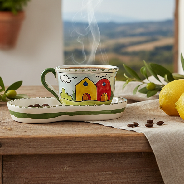 Tazza con piattino colazione di Caltagirone 
