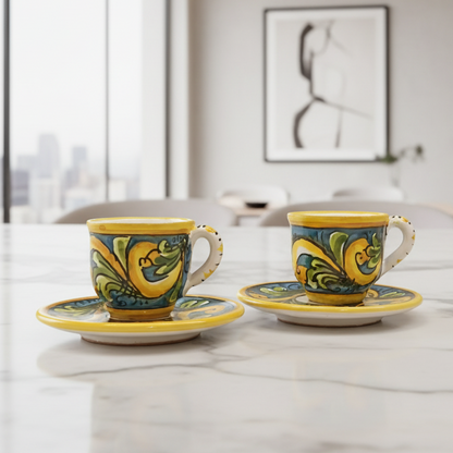 Tazzina caffè più piattino in maiolica