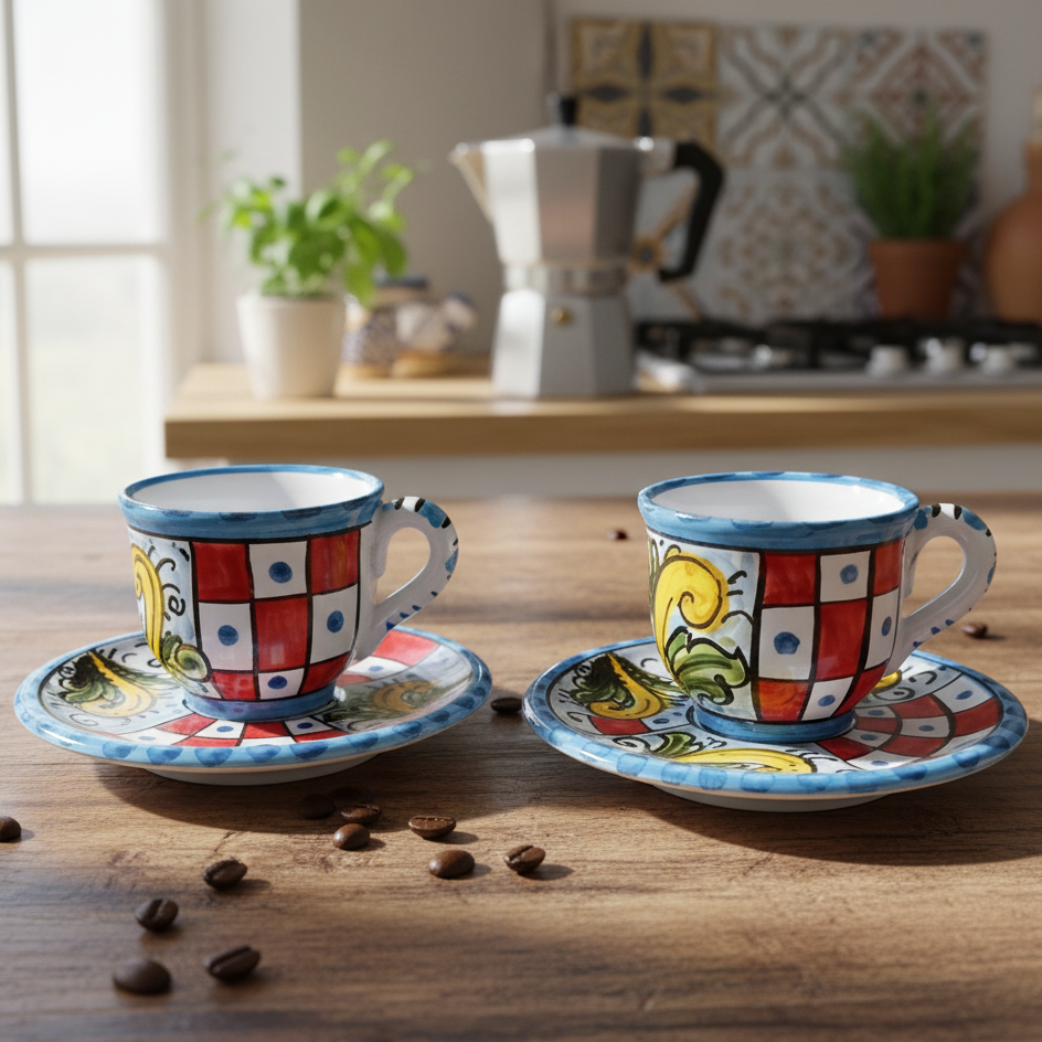 Tazzine decorate caffè Caltagirone 