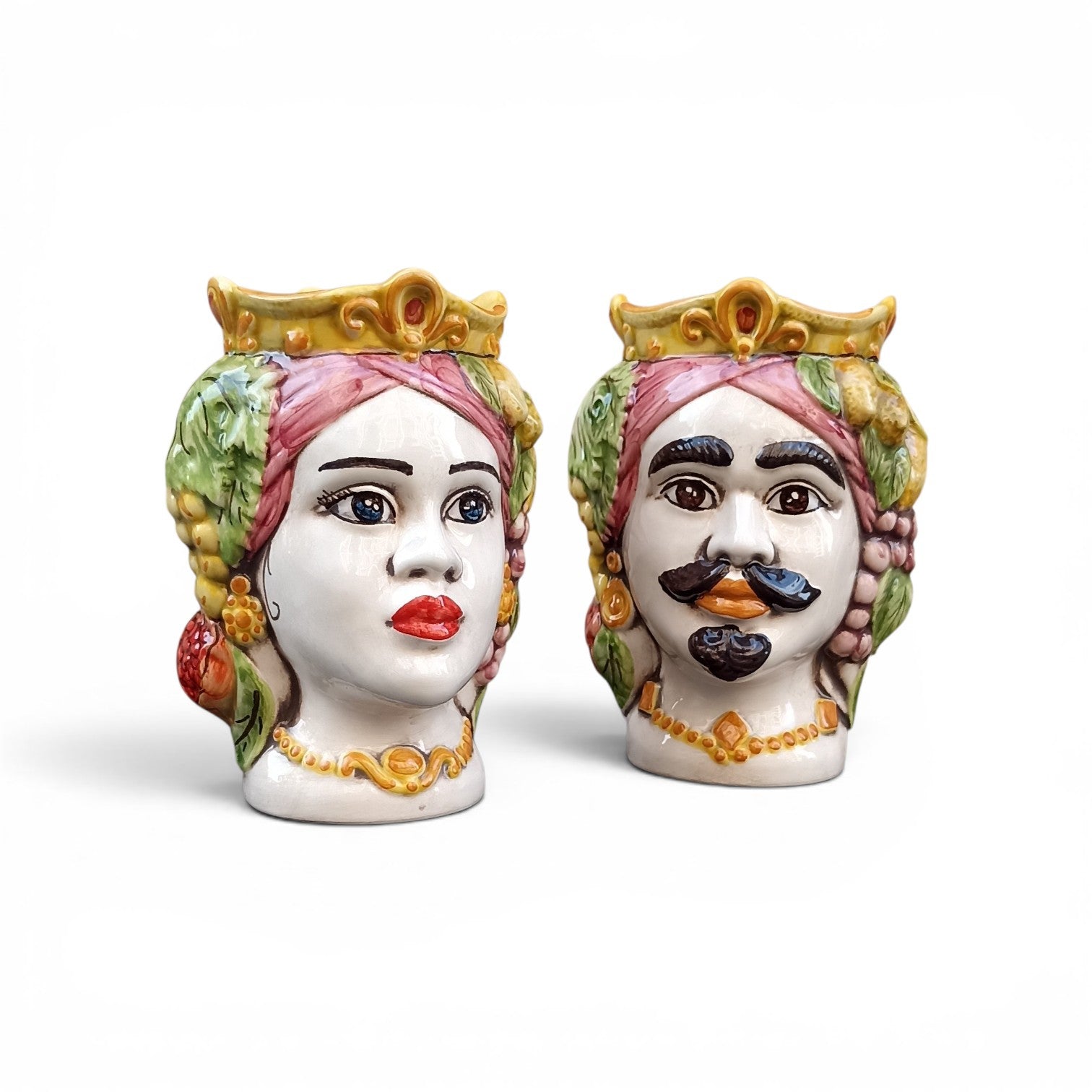 Teste di Moro in ceramica decorata di Caltagirone 