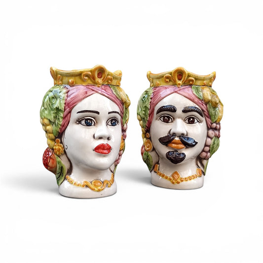 Teste di Moro in ceramica decorata di Caltagirone 