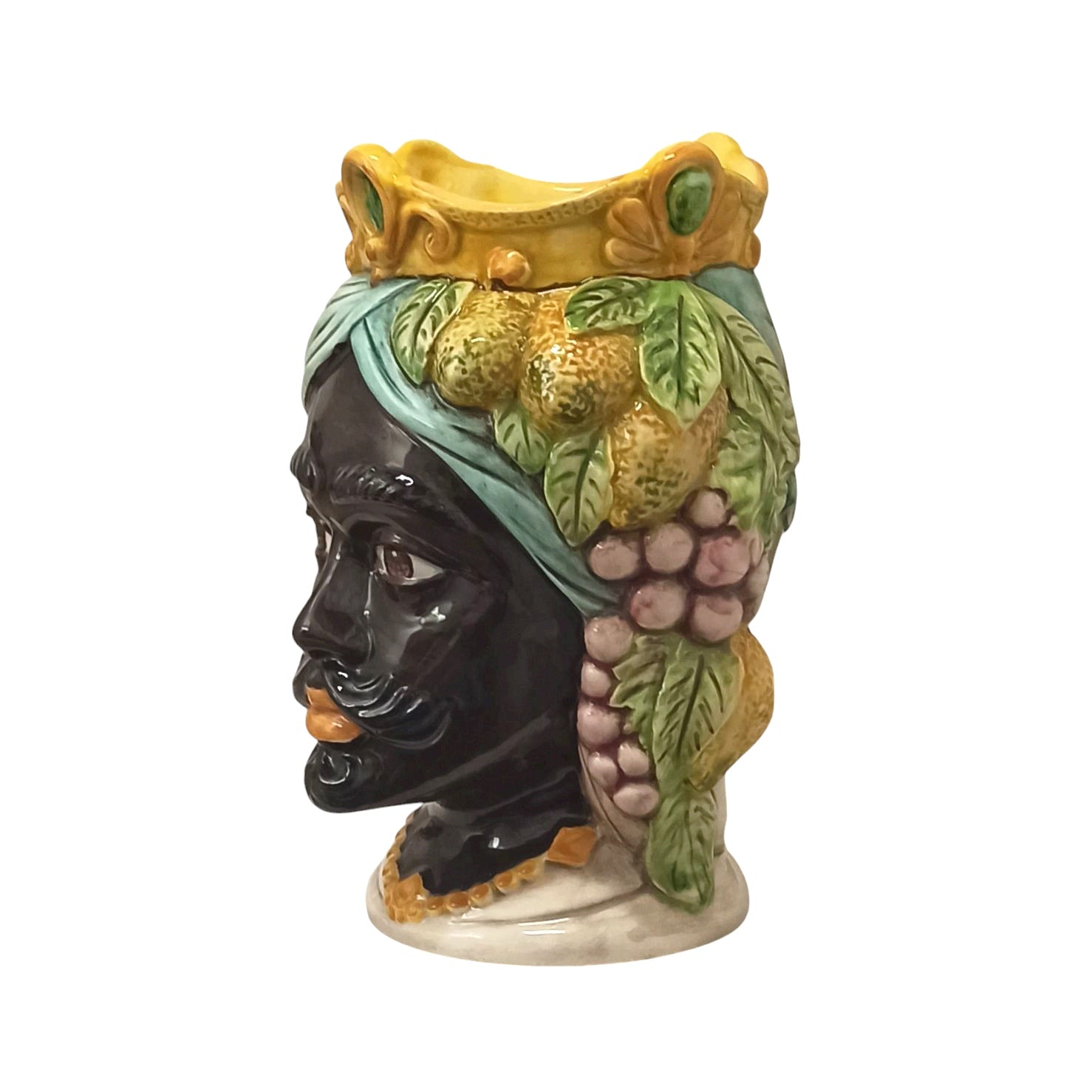 Testa di moro uomo a vaso in ceramica di caltagirone