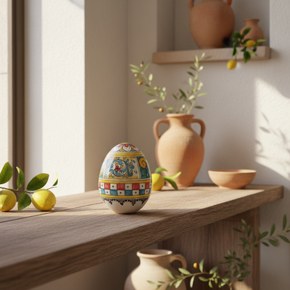 Uova Pasquale Decorate in Ceramica Siciliana h.20cm di Caltagirone