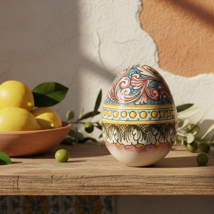 uovo decorato maiolica caltagirone