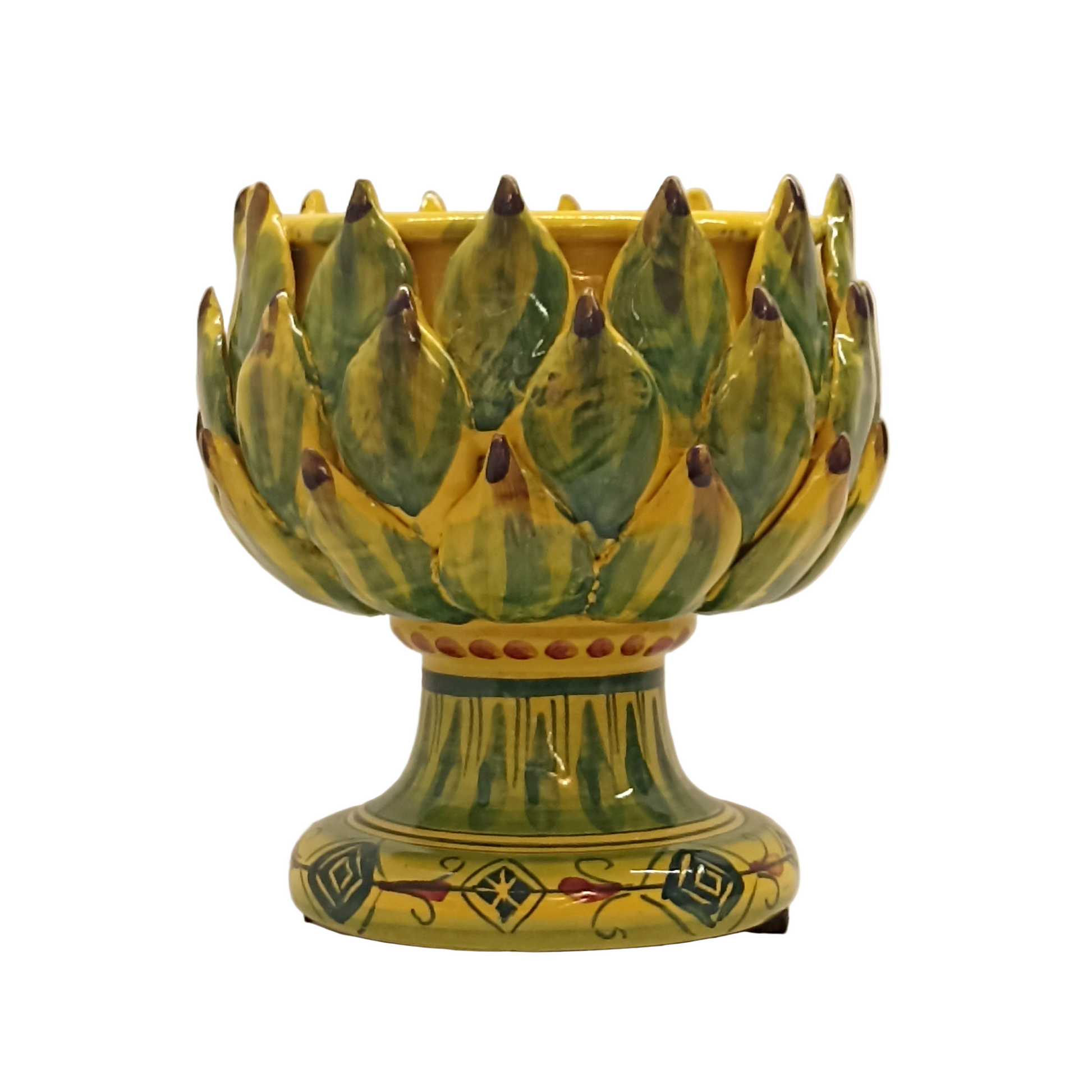 Vaso decorato a mano in maiolica