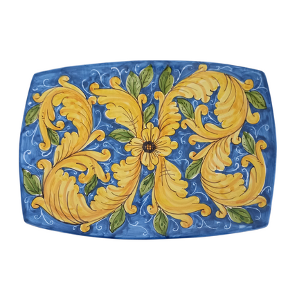 Piatto da portata rettangolare in maiolica Siciliana 