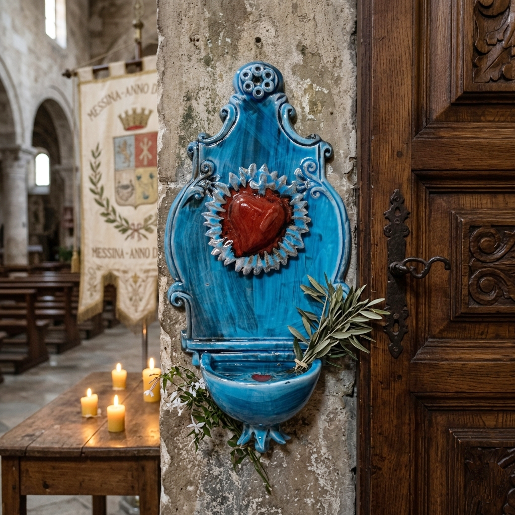 acquasantiera in ceramica