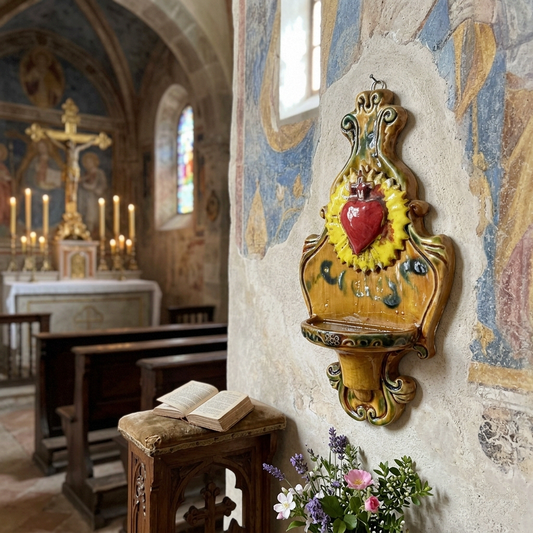 acquasantiera in ceramica