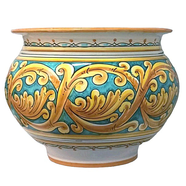 Decorated ceramic plant holder caltagirone