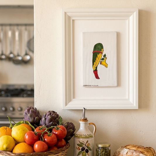 carta da gioco siciliana in ceramica asso di mazze