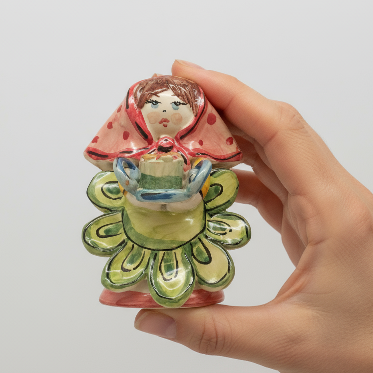 bambolina in maiolica per bomboniera