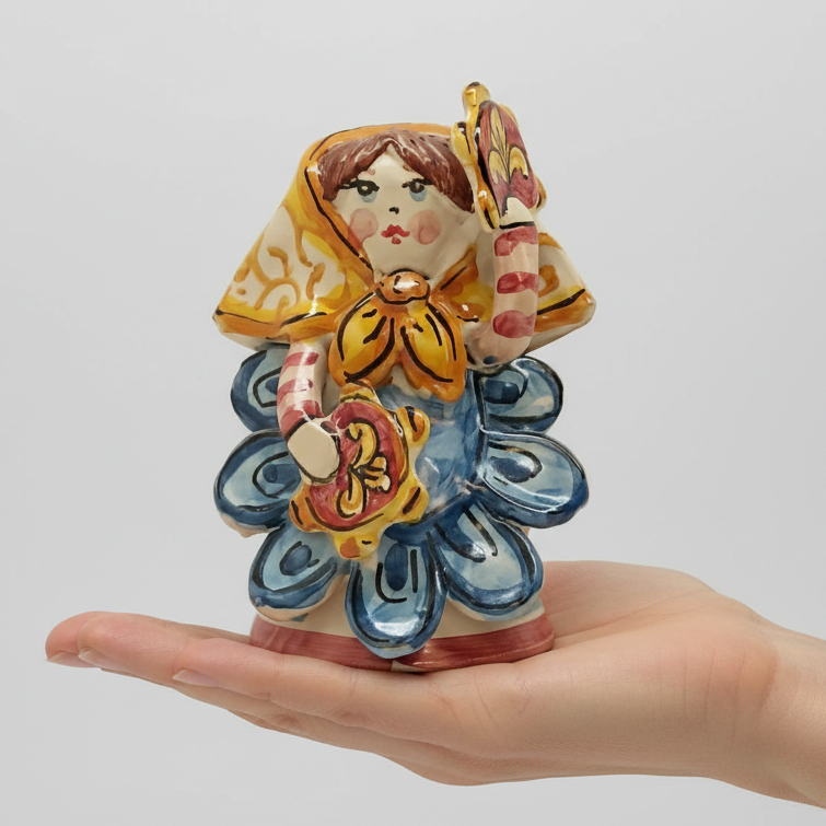 bambolina in maiolica siciliana 