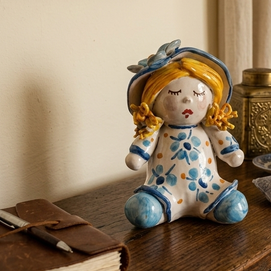 bambola in maiolica per bomboniera