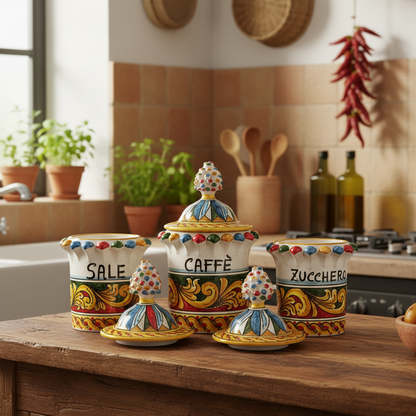 Set Barattoli in Maiolica Decorata di Caltagirone
