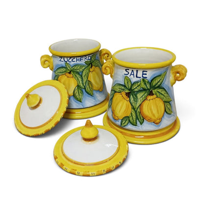 barattoli sale e zucchero in ceramica siciliana