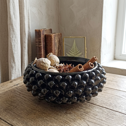 black sicilian ceramic pine cone