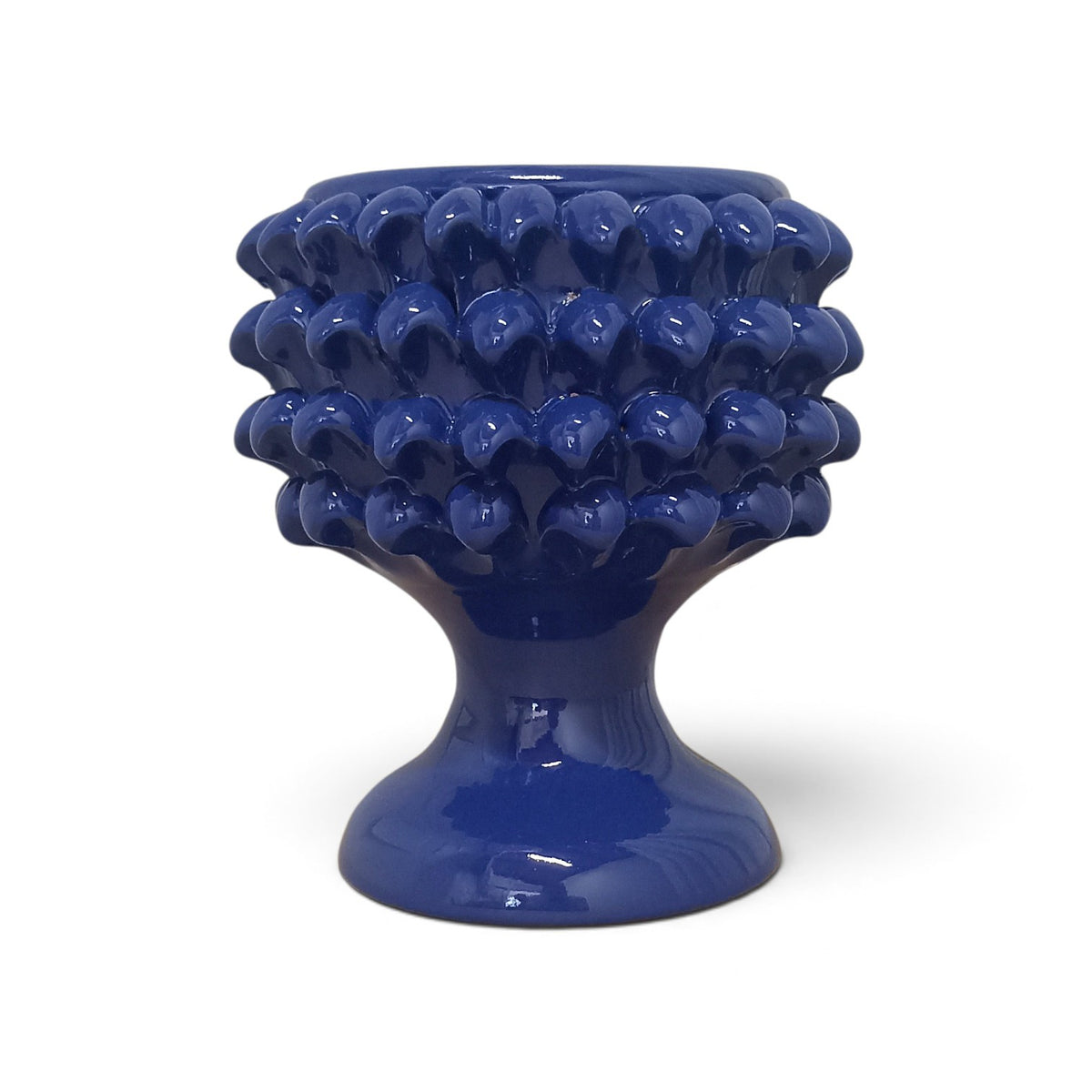handmade blue pine cone made in sicily