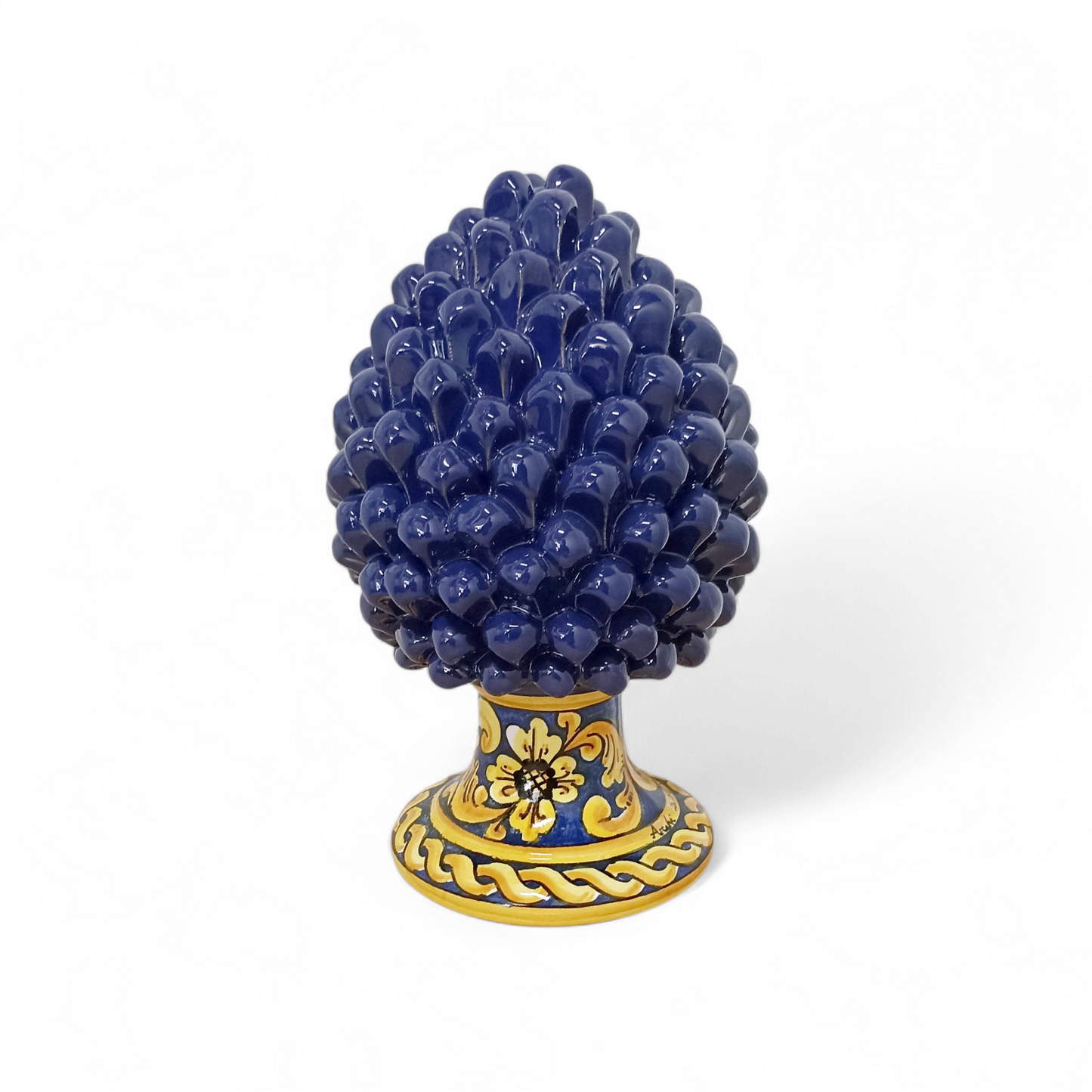 blue handmade ceramic pine cone