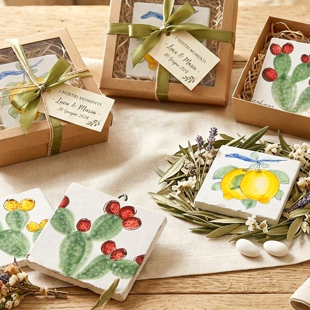 bomboniera per matrimonio in ceramica di caltagirone