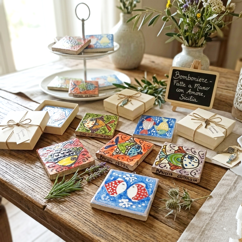 bomboniere in ceramica siciliana per matrimonio