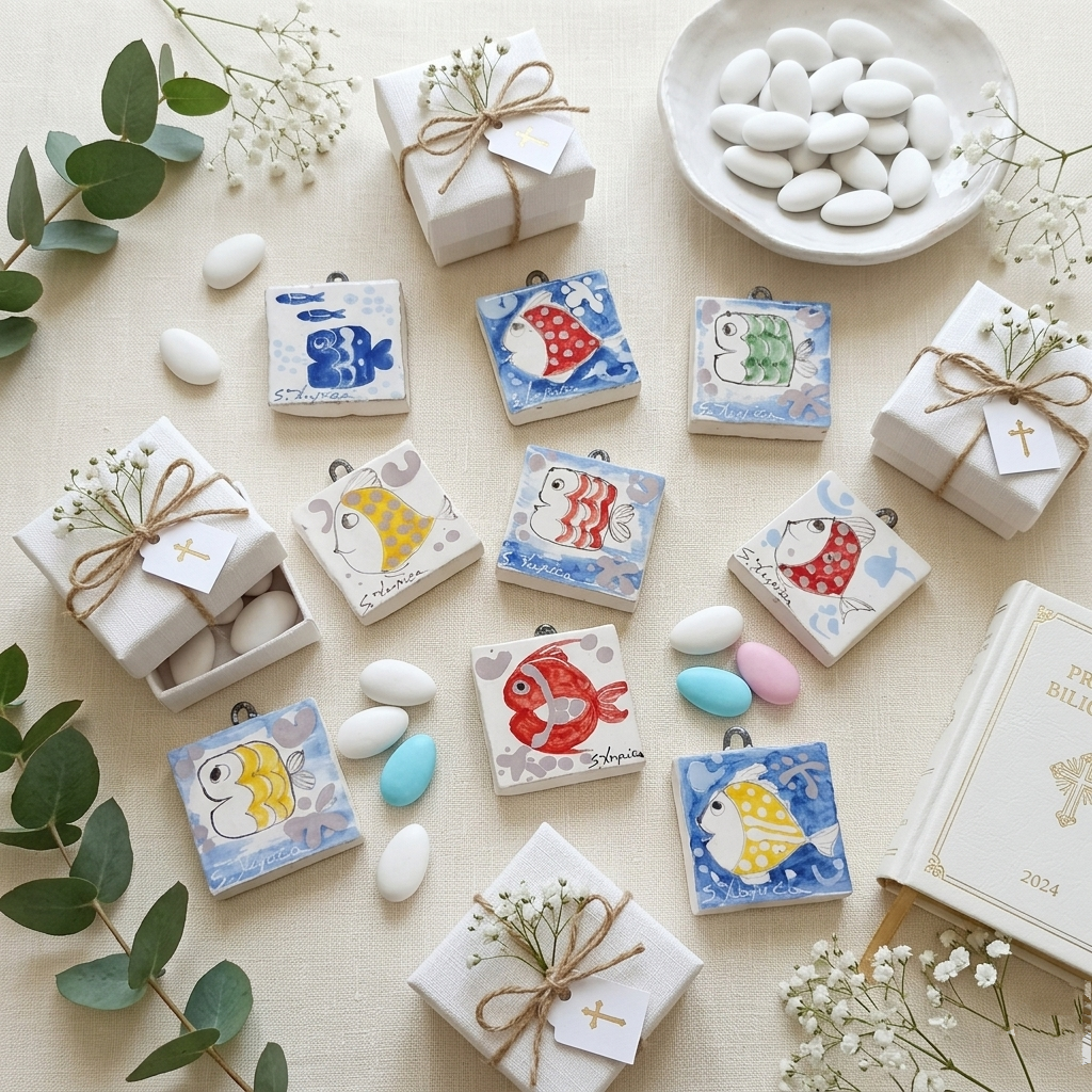 bomboniere in maiolica per nascita