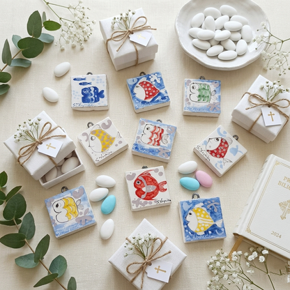 bomboniere in maiolica per nascita