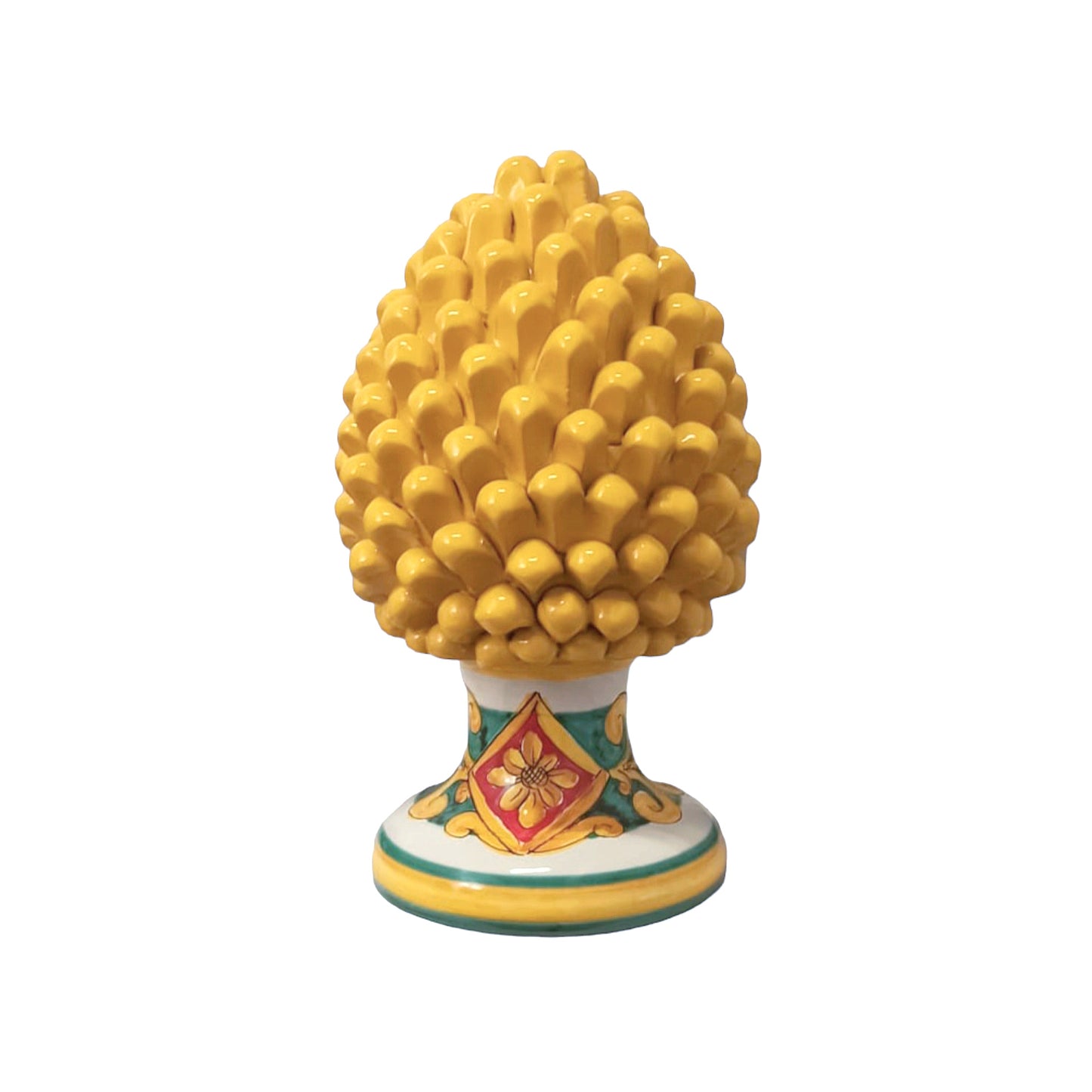 Sicilian Yellow Ceramic Pine Cone Decorated