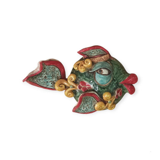 Pesce Ornamentale da Parete in Ceramica Siciliana di Caltagirone