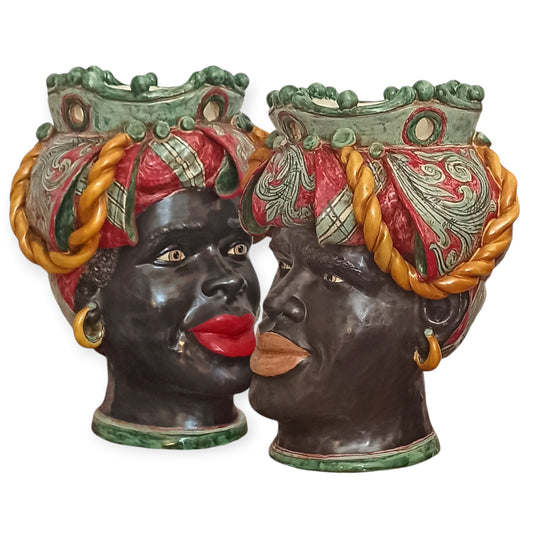 Teste di Moro Artigianali in Ceramica Siciliana di Caltagirone "afro-sicule"