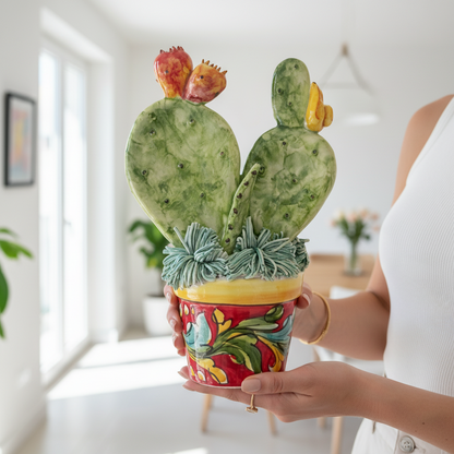cactus in maiolica siciliana 