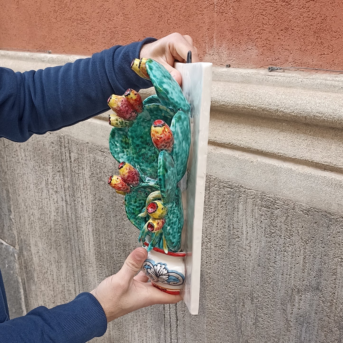 pianta di cactus in ceramica di sciacca