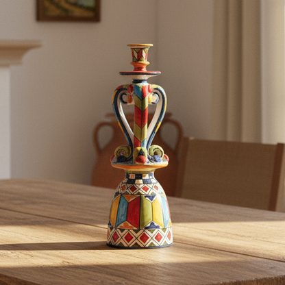 Candelabro h.42cm in Ceramica Siciliana di Santo Stefano di Camastra