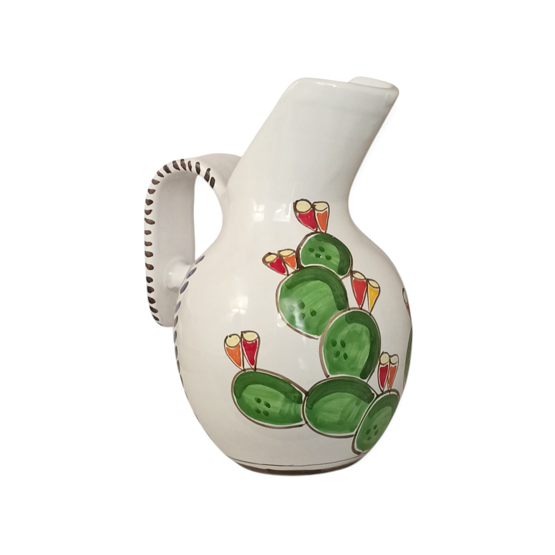 brocca in ceramica siciliana decoro fico d'india