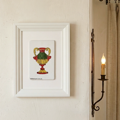quadro con carta in ceramica siciliana 