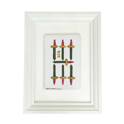 quadro con carta da gioco siciliana in ceramica 