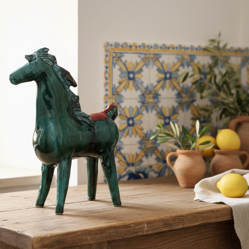 cavallo realizzato a mano in ceramica
