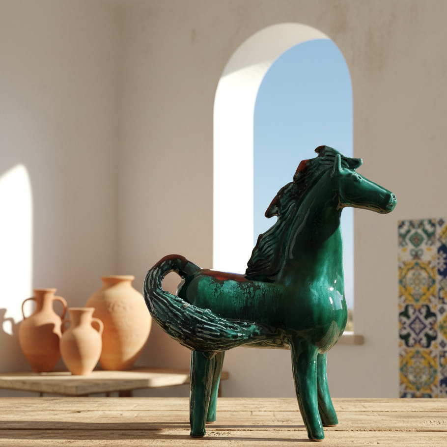 cavallo in maiolica siciliana 