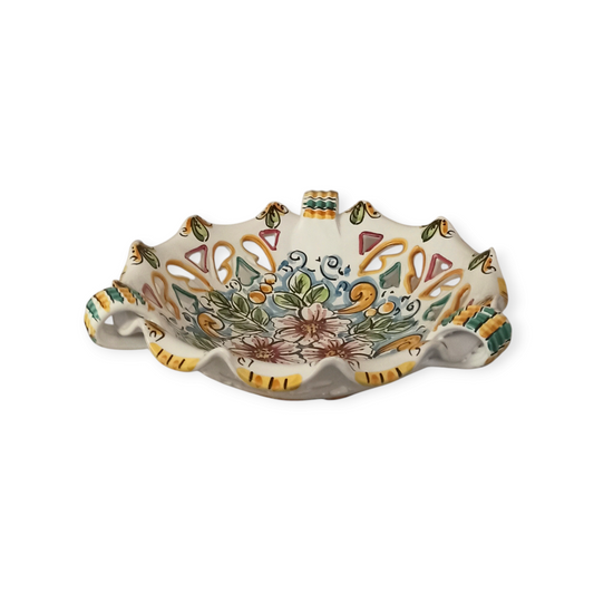 Centrotavola Traforato in Ceramica Siciliana di Caltagirone