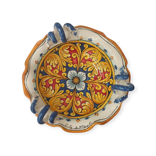 fruttiera decorata a mano in ceramica siciliana