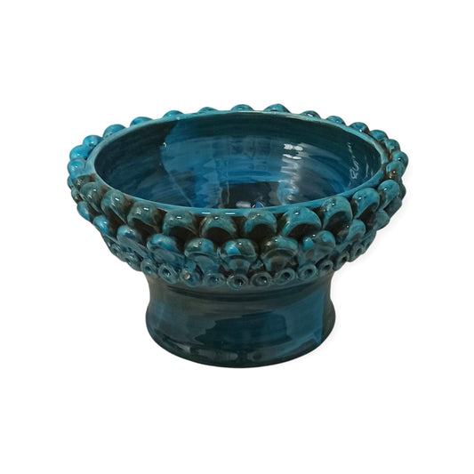 centrotavola blu in ceramica siciliana