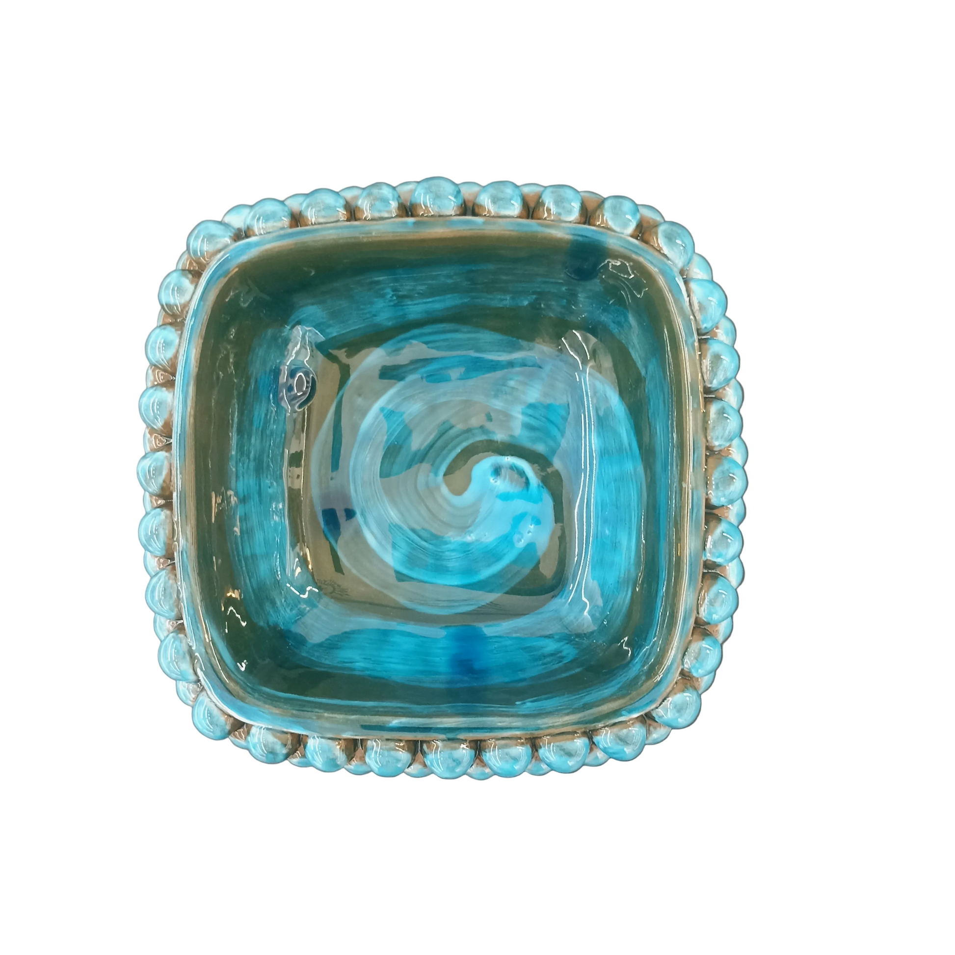 centrotavola siciliano quadrato blu