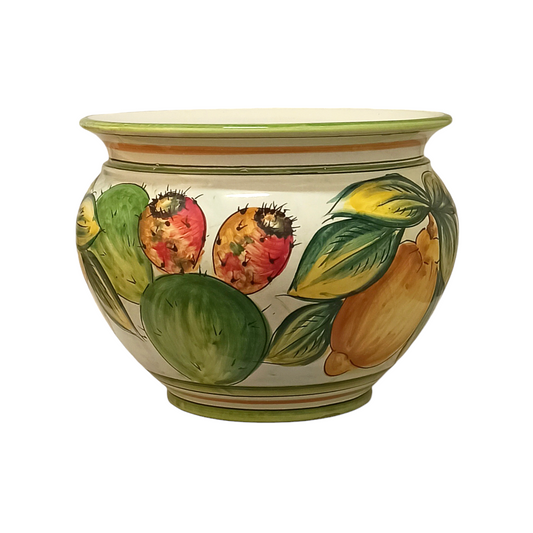porta vaso in ceramica decorata a mano