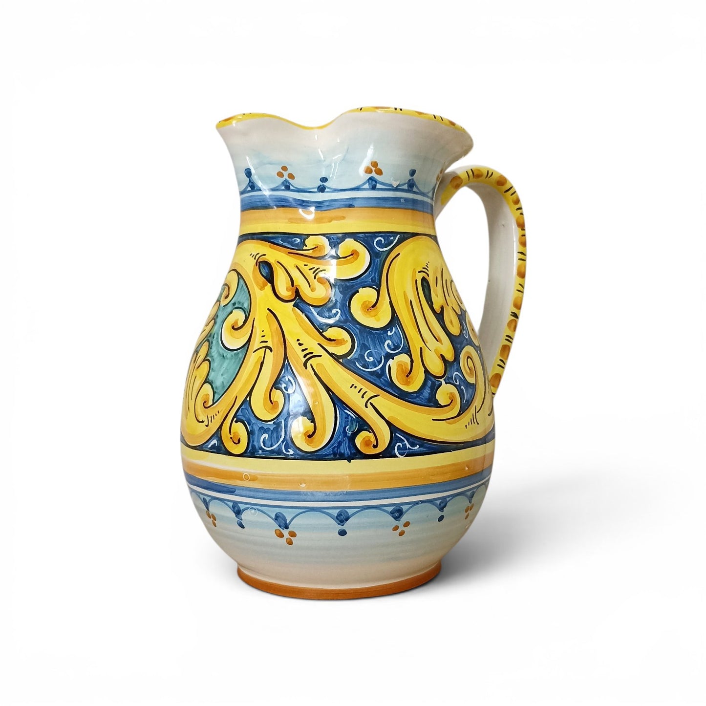 sicilian ceramic jug in majolica from caltagirone
